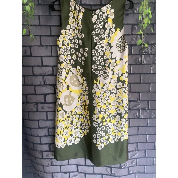 NWOT Red Valentino 100% Silk Sleeveless Green and Yellow Floral Sheath Dress 2 - Picture 2 of 5